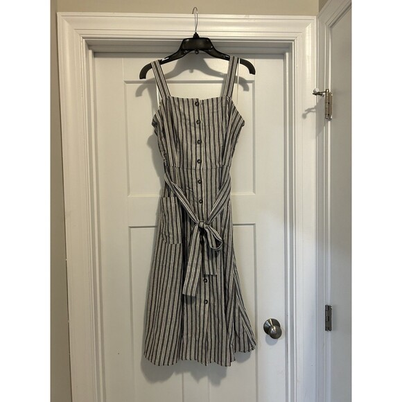 V by Violet Weekend Striped Chambray Button Down A-line midi Dress size Large - Picture 1 of 5